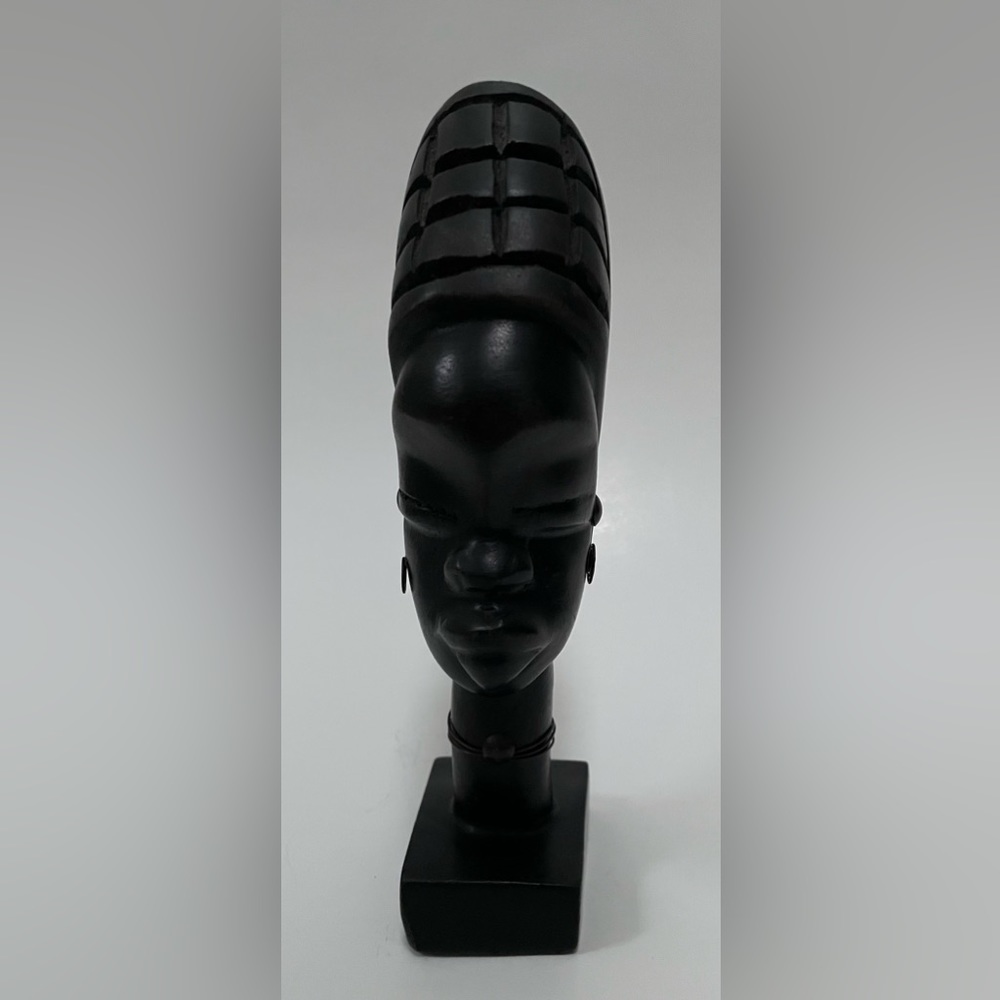 Vintage African Hand Carved Wood Woman Bust Sculpture Head Statue Figure Art 7”